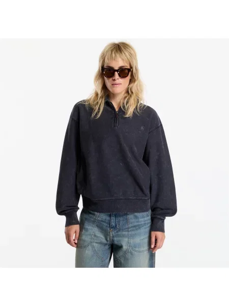 Φούτερ Carhartt WIP Lambert Polo Sweat UNISEX Black Moon Wash S μαύρο