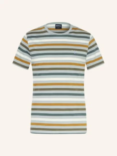 Barbour Tričko Rokeby šedá / tmavě oranžová bílá