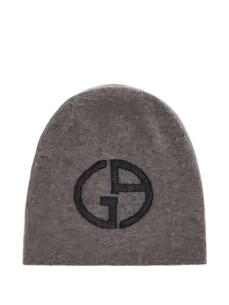 Kašmírový čepice Giorgio Armani s autogramem šedý