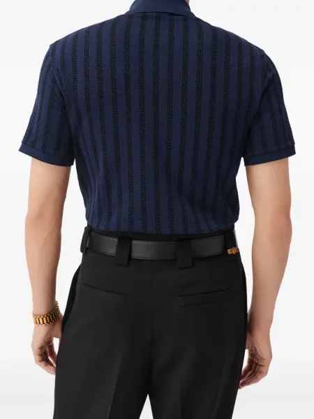 Tricou polo Versace din jacard albastru