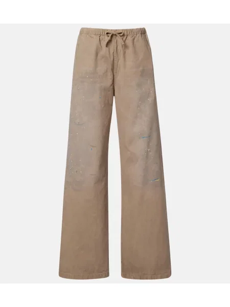 Pantaloni Acne Studios din țesătură twill bej