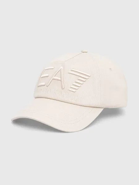 Baseballová čepice Emporio Armani s aplikací béžová