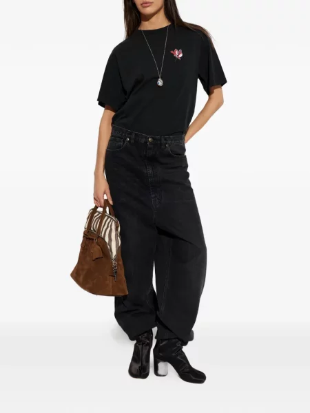 Tricou Maison Margiela cu model floral cu imagine negru