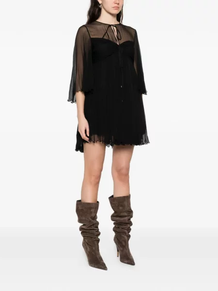 Rochie mini Chloé cu volane de costum negru