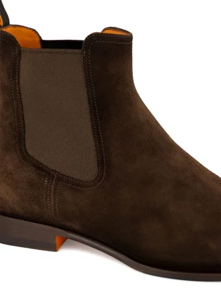 Botine chelsea Santoni din piele de căprioară maro