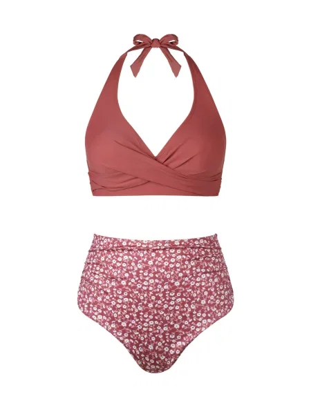 Cupshe Bikiny High-Rise hrdzavo červená