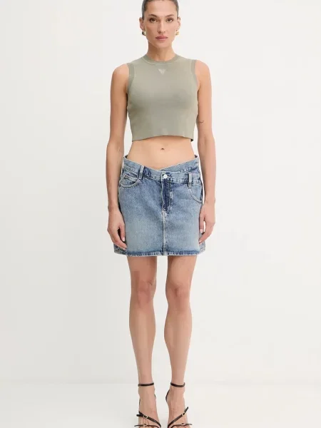 Джинсова спідниця Guess GAIA mini пряма синій