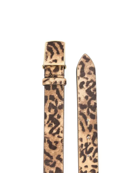 Curea Isabel Marant cu imagine cu model leopard cu cataramă maro