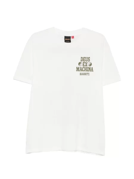 Tricou Deus Ex Machina cu imagine alb