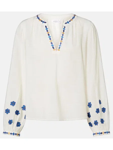 Bluză Velvet cu broderie de catifea alb