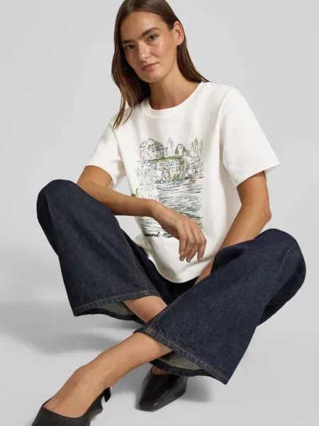 Pudełkowy krój t-shirt z czystej bawełny model SALA' Weekend Max Mara biała