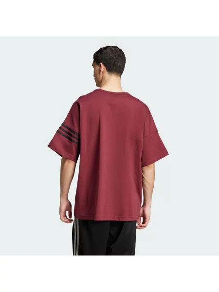 T-shirt z prążkowanym okrągłym dekoltem Adidas czerwona