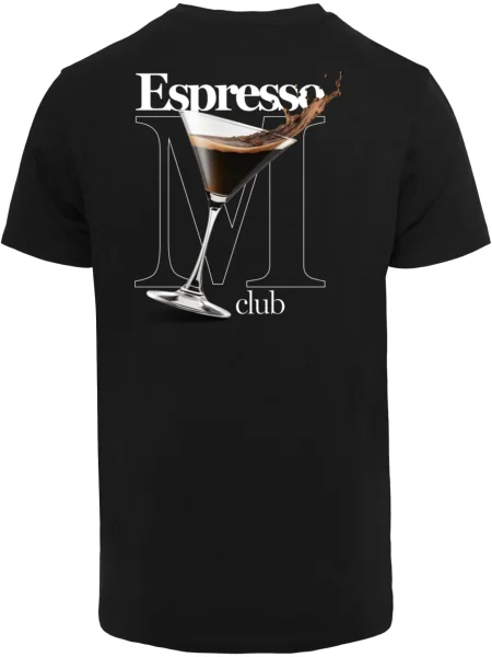 Mister Tee Majica Espresso M Club čokolada / svijetlosmeđa / crna bijela