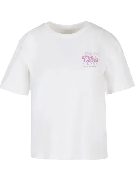Miss Tee Tricou Good Vibes roz eozină alb