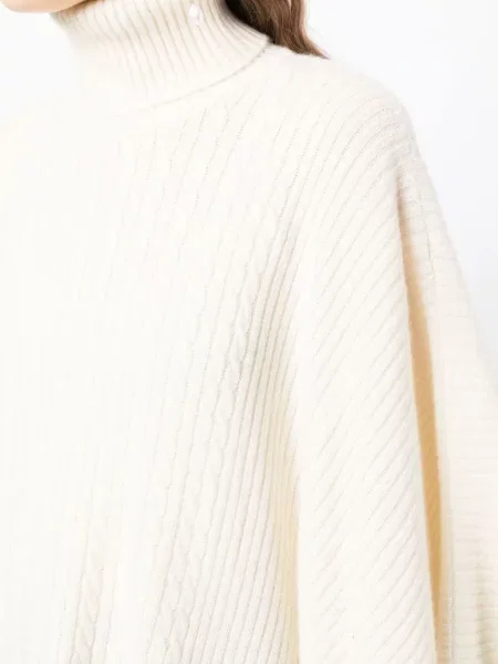 Poncho Madeleine Thompson tricotate alb