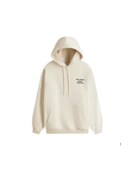 Drole de Monsieur Bluzy Mężczyzna XL Bluza z Kapturem z Napisem beżowy