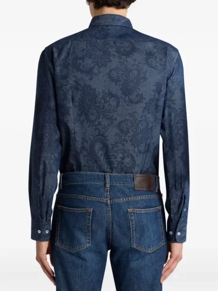 Cămașă Etro cu model paisley albastru