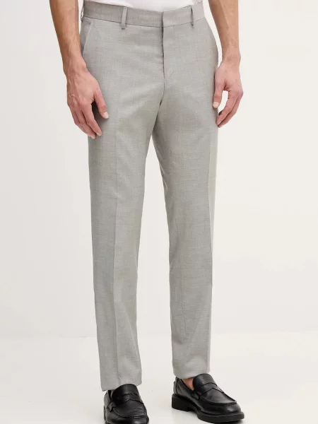 BOSS pantaloni din amestec de lână gri