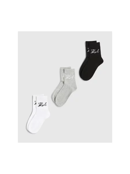 Karl Lagerfeld Čarape svijetlosiva bijela crna