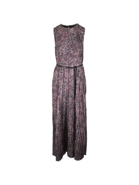 Sukienka maxi Lafayette 148 plisowana garniturowa brązowa