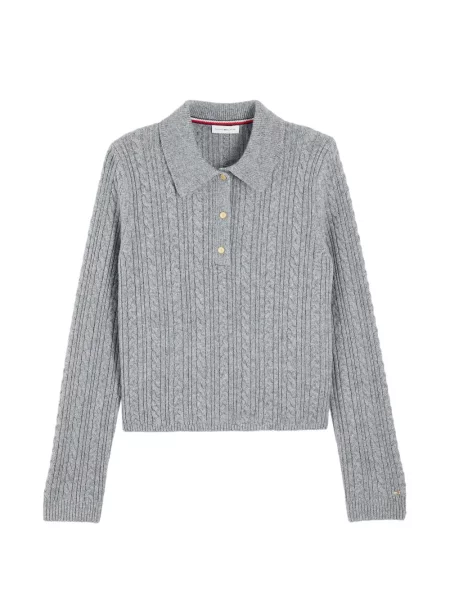 Gulerat tricou polo Tommy Hilfiger gri