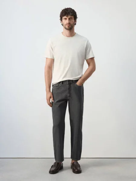 Jeansy Sammy cropped carrot fit Mężczyzna 38 MANGO MAN szary