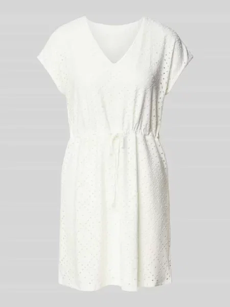 Sukienka mini taliowana z ażurowym wzorem model ‘TASSA’ Vero Moda biała