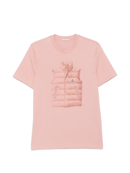 Tricou Moncler cu broderie roz