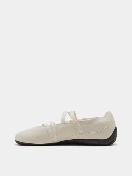 Кожаные балетки Puma бежевые