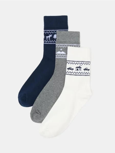 Sinsay Dlouhé ponožky se zimním motivem 3 pack vícebarevná