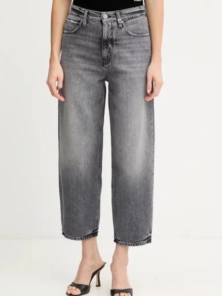 Jeansy Pinko z wysoką talią szare