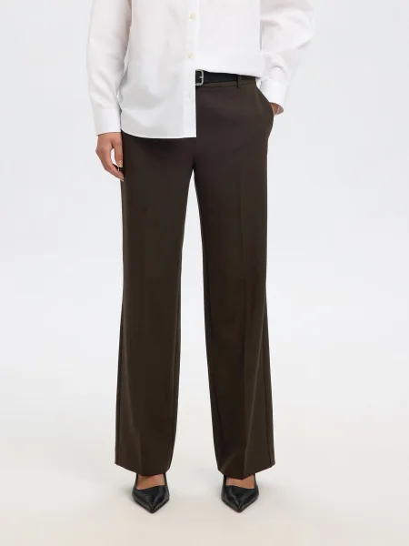 SELECTED Pantaloni cu dungă SLFRITA închis maro