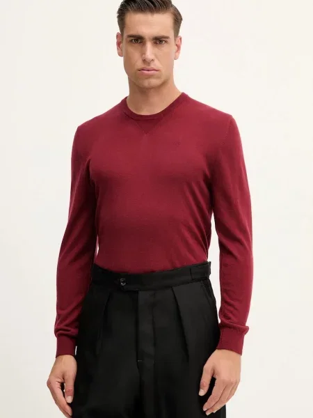 Armani Exchange pulover de lână light bordo