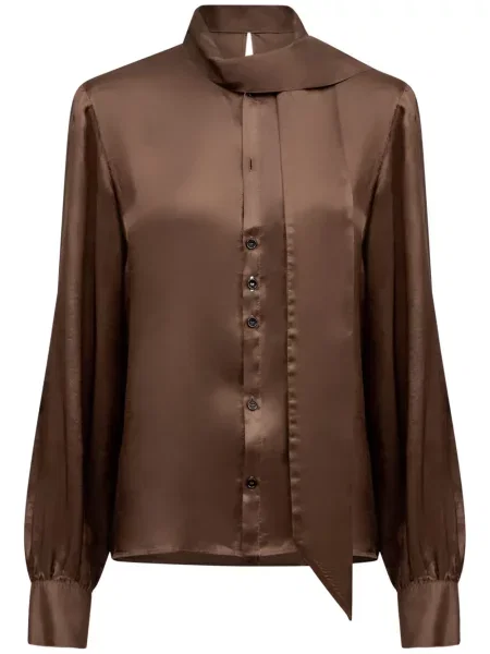 Cămașă Mm6 Maison Margiela din satin maro
