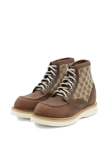 Botine Gucci cu șireturi din dantelă maro