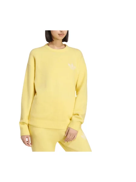 Dzianinowy sweter Adidas żółty