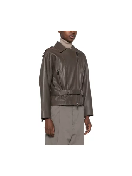 Kurtka skórzana Emporio Armani brązowa