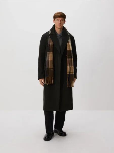 Reserved Пальто з тканини з додаванням вовни темно-зелений зелене