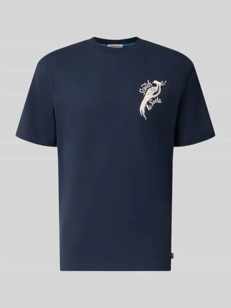 T-shirt o kroju oversized z wyhaftowanym logo Scotch & Soda granatowa