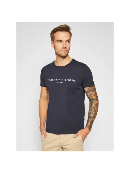 Tommy Hilfiger Póló Core Logo Tee Slim Fit sötétkék