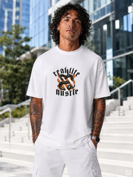 T-shirt z nadrukiem oversize Dstreet biały