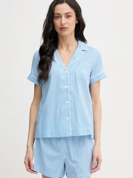 Lauren Ralph Lauren dvoudílné pyžamo s bavlnou modré