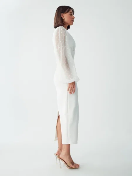 BWLDR Rochie JACOBS transparent alb
