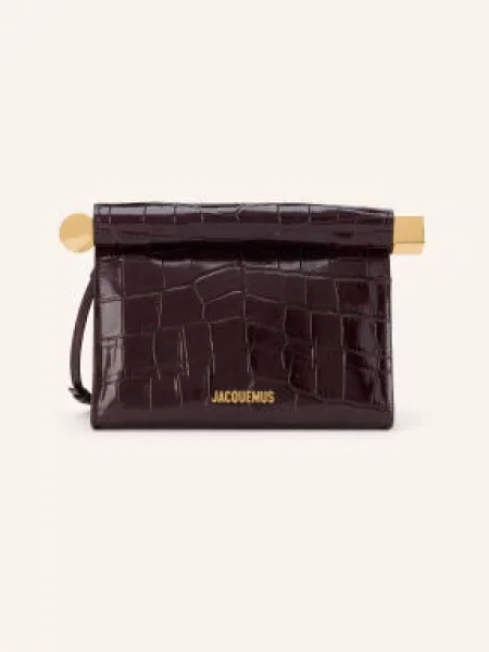 Jacquemus Psaníčko Le Sac Rond Carre tmavě / zlatá červená