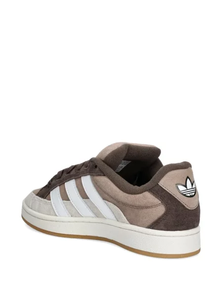 Pruhované klasické zvonové kalhoty Adidas hnědé