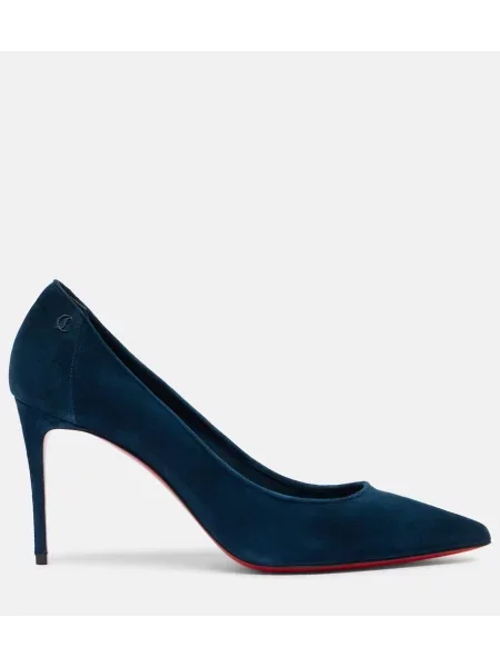 Pantofi cu toc Christian Louboutin din piele de căprioară albastru