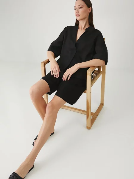 Lanena bluza Medicine bez uzorka crna