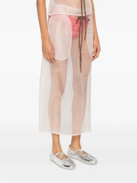 Fustă midi Simone Rocha transparente până la genunchi roz