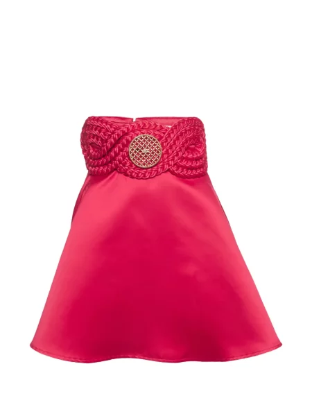 Rochie mini Elisabetta Franchi țesută fără bretele roz