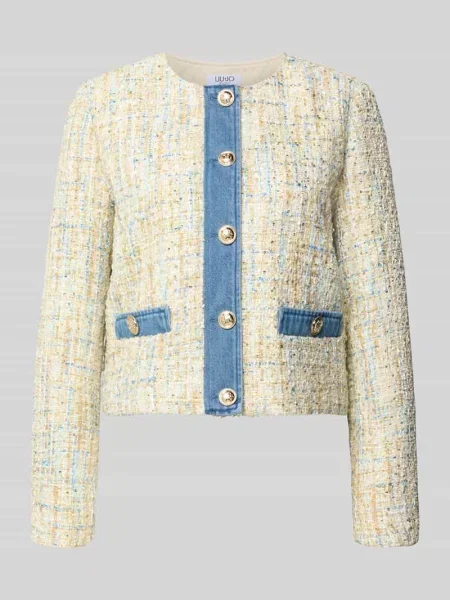 Marynarka w bouclé o kroju regular fit Liu Jo White beżowa